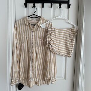 Target Universal Thread Beige Stripe Linen Short Set